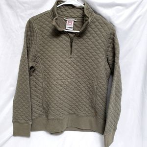 Women's Avalanche Quilted Olive Quarter Zip Pullover - Medium